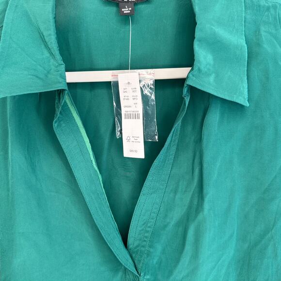 NEW J Crew Green Long Sleeve Popover Blouse - Picture 3 of 5